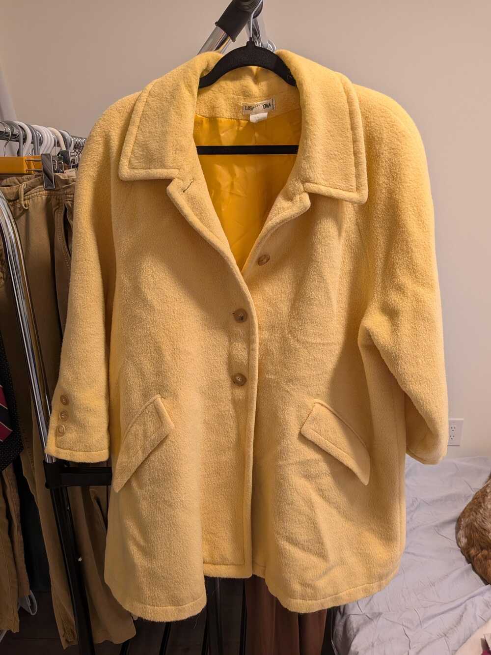 Vintage Luisa Viaroma Firenze Alpaca Wool Swing Coat – Yellow Oversized Italian